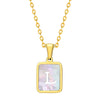Jewelry Stainless Steel Square Pendant Necklace Minimalist Style Electroplating