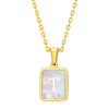 Jewelry Stainless Steel Square Pendant Necklace Minimalist Style Electroplating