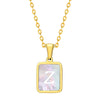 Jewelry Stainless Steel Square Pendant Necklace Minimalist Style Electroplating