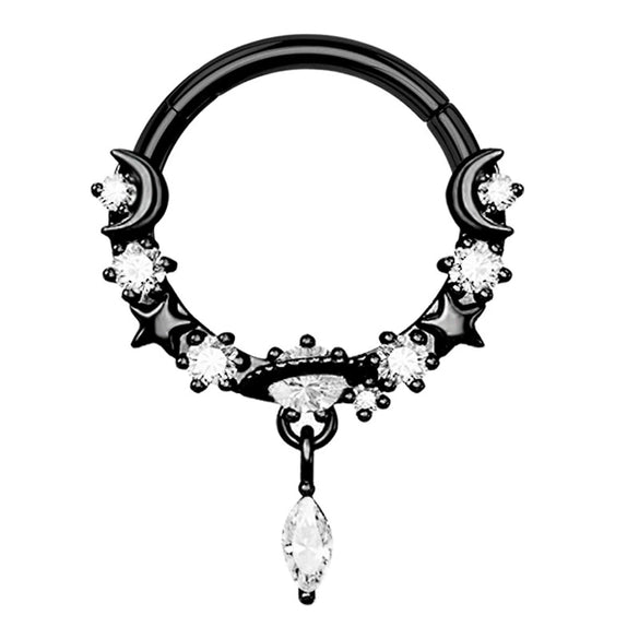 Jewelry Stainless Steel Star Moon Crown Pendant Nose Ring Ear Bone Nail With Electroplating