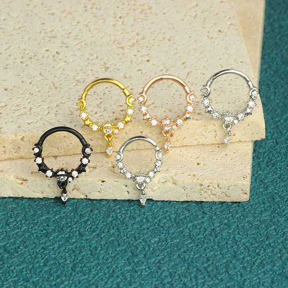 Jewelry Stainless Steel Star Moon Crown Pendant Nose Ring Ear Bone Nail With Electroplating