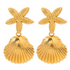 Jewelry Stainless Steel Starfish Animal Zodiac Electroplating Earrings Pendant Color Preservation