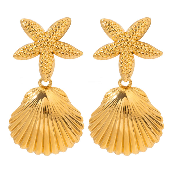 Jewelry Stainless Steel Starfish Animal Zodiac Electroplating Earrings Pendant Color Preservation