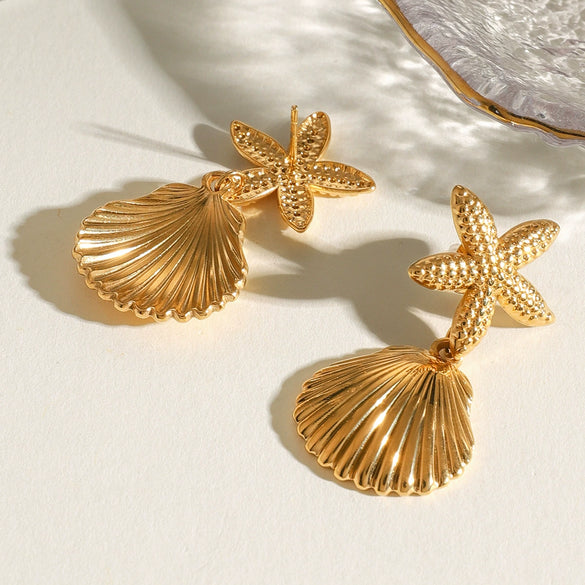 Jewelry Stainless Steel Starfish Animal Zodiac Electroplating Earrings Pendant Color Preservation