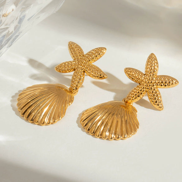 Jewelry Stainless Steel Starfish Animal Zodiac Electroplating Earrings Pendant Color Preservation