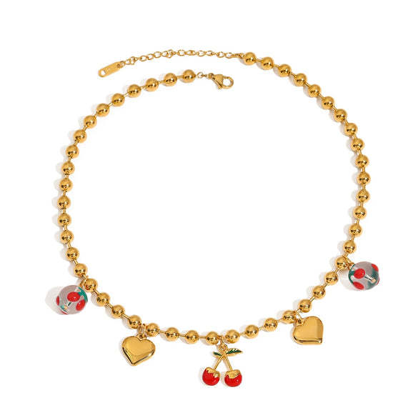 Jewelry Stainless Steel Sweet Fruit Shape Electroplating Pendant Necklace