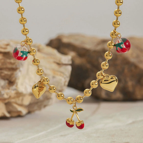 Jewelry Stainless Steel Sweet Fruit Shape Electroplating Pendant Necklace
