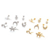 Jewelry Stainless Steel Thin Rod Screw Earrings Zircon Cartilage Earrings With Animals Zodiac Pattern Inlaid Zircon For Women