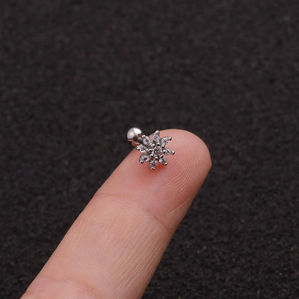 Jewelry Stainless Steel Thin Rod Screw Earrings Zircon Cartilage Earrings With Animals Zodiac Pattern Inlaid Zircon For Women