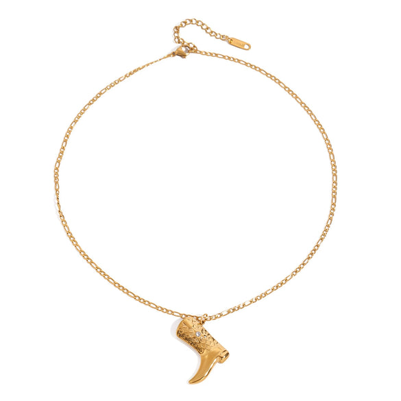 Jewelry Stainless Steel Titanium Steel Fivepointed Star Geometric Pattern Boots Pendant Figaro Chain Necklace With Electroplating