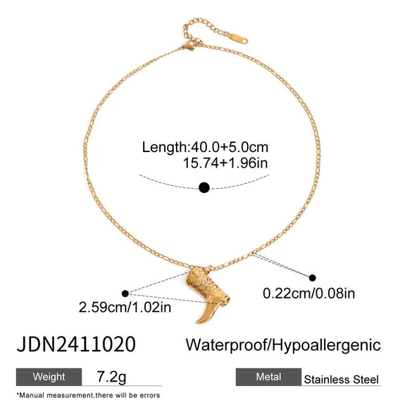 Jewelry Stainless Steel Titanium Steel Fivepointed Star Geometric Pattern Boots Pendant Figaro Chain Necklace With Electroplating
