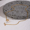 Jewelry Stainless Steel Titanium Steel Freshwater Pearl Pendant Flat Chain Necklace Geometric Style Electroplating