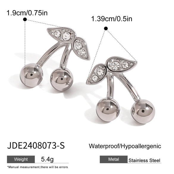Jewelry Stainless Steel Titanium Steel Fruit Cherry Pendant Necklace Earrings Electroplating