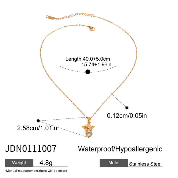 Jewelry Stainless Steel Titanium Steel Geometric Angel Pendant Necklace Electroplating For Women