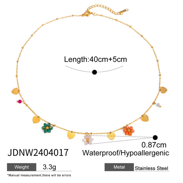 Jewelry Stainless Steel Titanium Steel Geometric Flower Shape And Love Pendant Electroplating Chain