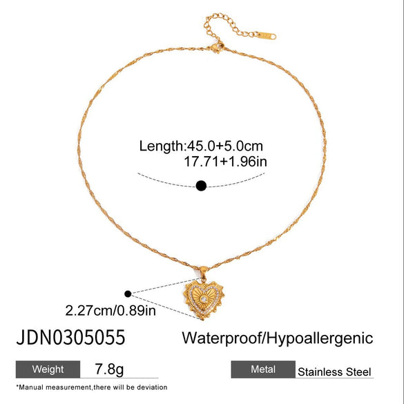 Jewelry Stainless Steel Titanium Steel Geometric Heart Old Style Electroplated Necklace