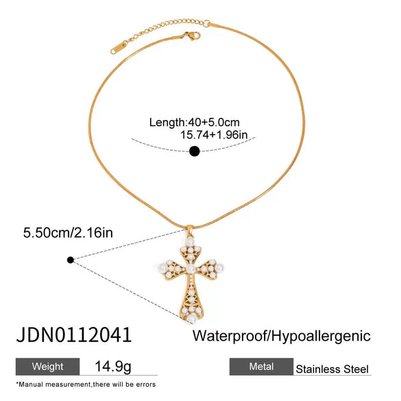 Jewelry Stainless Steel Titanium Steel Geometric Hollow Love Cross Pendant Electroplating Style