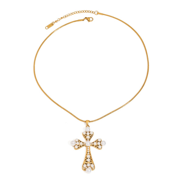 Jewelry Stainless Steel Titanium Steel Geometric Hollow Love Cross Pendant Electroplating Style