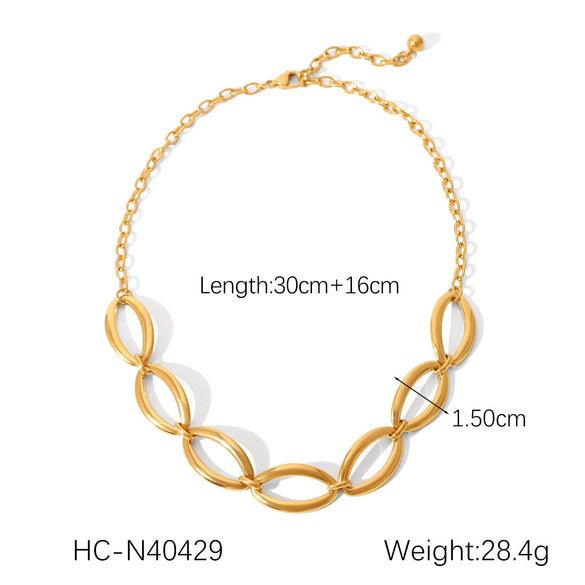 Jewelry Stainless Steel Titanium Steel Geometric Oval Electroplating Necklace Bracelet