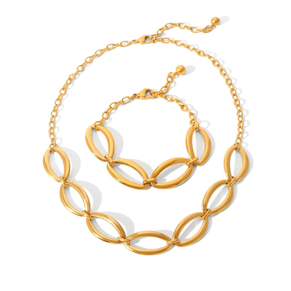 Jewelry Stainless Steel Titanium Steel Geometric Oval Electroplating Necklace Bracelet