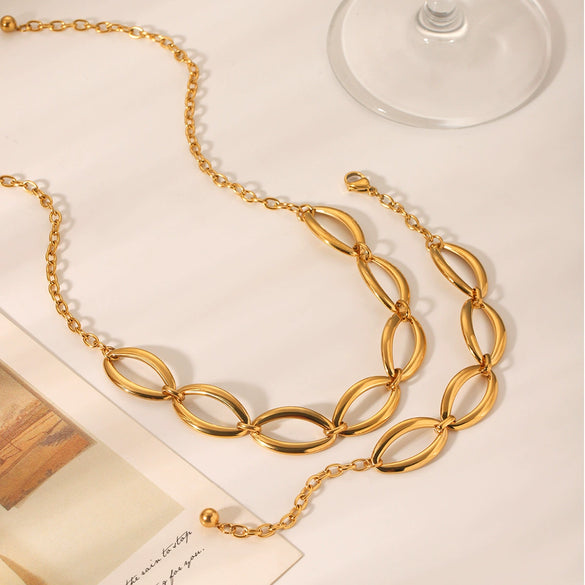 Jewelry Stainless Steel Titanium Steel Geometric Oval Electroplating Necklace Bracelet