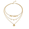 Jewelry Stainless Steel Titanium Steel Geometric Pattern Disc Pendant 3 Layer Necklace With Electroplating