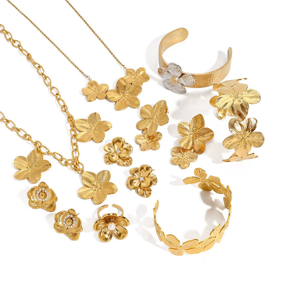 Jewelry Stainless Steel Titanium Steel Geometric Plants And Flowers Electroplating Style
