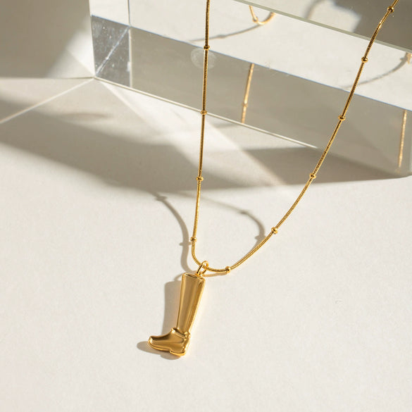 Jewelry Stainless Steel Titanium Steel Ins Style Boots Pendant Necklace With Electroplating