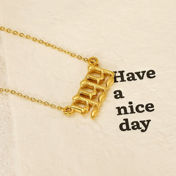Jewelry Stainless Steel Titanium Steel 18K Electroplating Versatile Letters Numbers Text Pendant Necklace