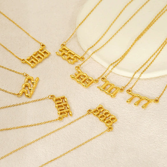 Jewelry Stainless Steel Titanium Steel 18K Electroplating Versatile Letters Numbers Text Pendant Necklace
