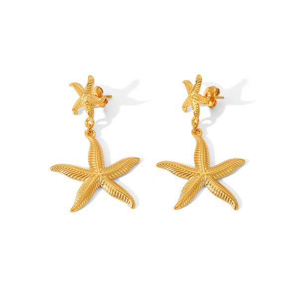 Jewelry Stainless Steel Titanium Steel Marine Life Starfish Electroplating Earrings Necklace Bracelet Ring