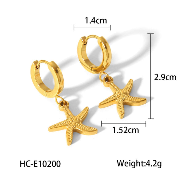 Jewelry Stainless Steel Titanium Steel Marine Life Starfish Electroplating Earrings Necklace Bracelet Ring