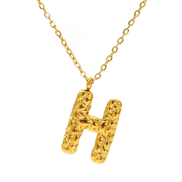 Jewelry Stainless Steel Titanium Steel Pendant Necklace With Embossed Pleated Design Inlaid With Gold And Letters Numbers Text For Women