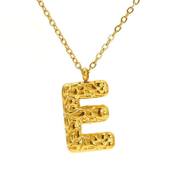 Jewelry Stainless Steel Titanium Steel Pendant Necklace With Embossed Pleated Design Inlaid With Gold And Letters Numbers Text For Women