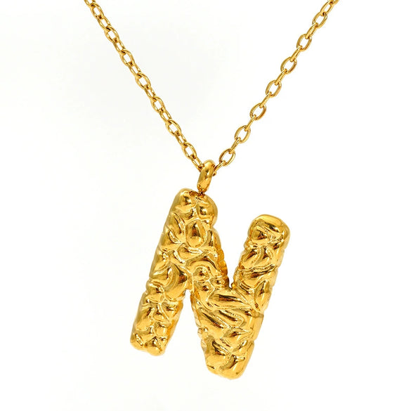 Jewelry Stainless Steel Titanium Steel Pendant Necklace With Embossed Pleated Design Inlaid With Gold And Letters Numbers Text For Women