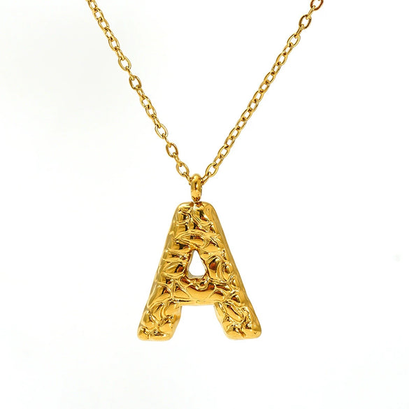 Jewelry Stainless Steel Titanium Steel Pendant Necklace With Embossed Pleated Design Inlaid With Gold And Letters Numbers Text For Women