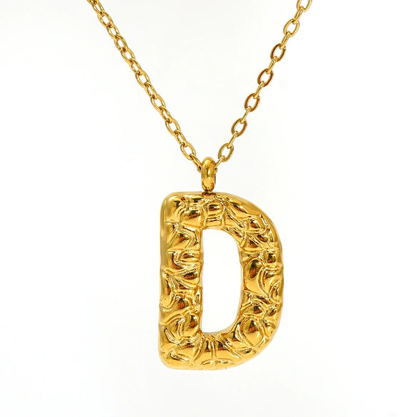 Jewelry Stainless Steel Titanium Steel Pendant Necklace With Embossed Pleated Design Inlaid With Gold And Letters Numbers Text For Women