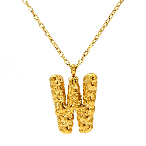 Jewelry Stainless Steel Titanium Steel Pendant Necklace With Embossed Pleated Design Inlaid With Gold And Letters Numbers Text For Women