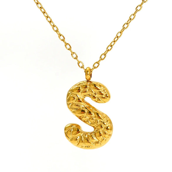 Jewelry Stainless Steel Titanium Steel Pendant Necklace With Embossed Pleated Design Inlaid With Gold And Letters Numbers Text For Women