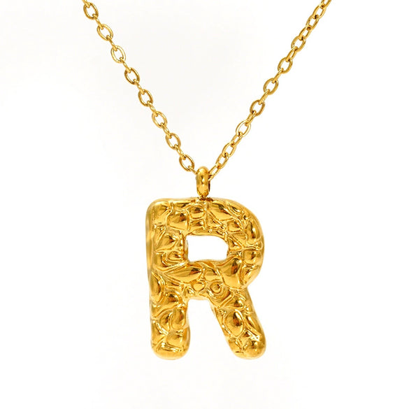 Jewelry Stainless Steel Titanium Steel Pendant Necklace With Embossed Pleated Design Inlaid With Gold And Letters Numbers Text For Women