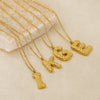 Jewelry Stainless Steel Titanium Steel Pendant Necklace With Embossed Pleated Design Inlaid With Gold And Letters Numbers Text For Women