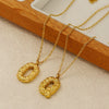 Jewelry Stainless Steel Titanium Steel Pendant Necklace With Embossed Pleated Design Inlaid With Gold And Letters Numbers Text For Women