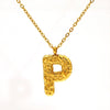 Jewelry Stainless Steel Titanium Steel Pendant Necklace With Embossed Pleated Design Inlaid With Gold And Letters Numbers Text For Women