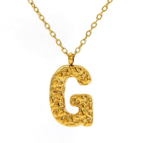 Jewelry Stainless Steel Titanium Steel Pendant Necklace With Embossed Pleated Design Inlaid With Gold And Letters Numbers Text For Women