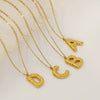 Jewelry Stainless Steel Titanium Steel Pendant Necklace With Embossed Pleated Design Inlaid With Gold And Letters Numbers Text For Women