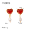 Jewelry Stainless Steel Titanium Steel Red Agate Love Shape Electroplating O Chain Pendant Earrings Ring