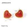 Jewelry Stainless Steel Titanium Steel Red Agate Love Shape Electroplating O Chain Pendant Earrings Ring