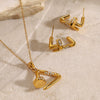 Jewelry Stainless Steel Titanium Steel Rhinestone Irregular Pendant Necklace Earrings Electroplating Geometric