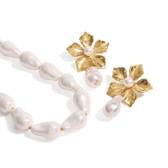Jewelry Stainless Steel Titanium Steel Water Drops Bead Flower Electroplated