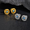 Jewelry Stainless Steel Turquoise Compass Retro Geometric Electroplated Men's Earrings